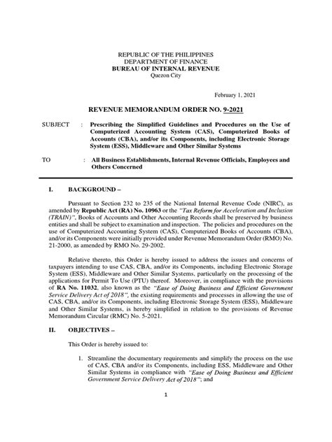 REVENUE MEMORANDUM ORDER NO. 9.